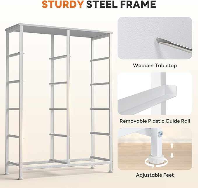 Sweetcrispy White Dresser for Bedroom, 10 Drawer Tall Dresser, Fabric Storage Tower with Bins, Chest Organizer Unit for Bedroom Closet, Hallway, Steel Frame Wood Top, Easy Pull Handle