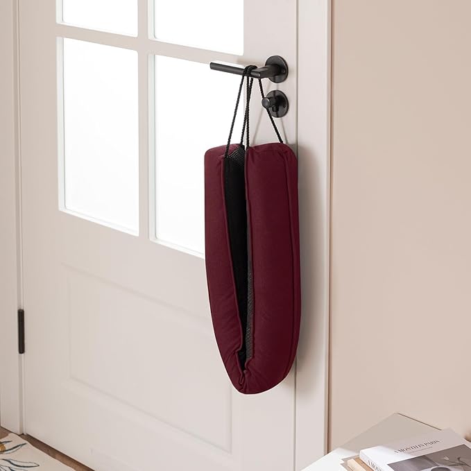Sunolga 2 Packs 38 Inches 2.2LB Weighted Door Draft Stopper Filled with Glass Beads & Cotton, Removable Machine Washable Sound Proof Under Door Draft Blocker with Anti-Abrasion Bottom for Door, Red