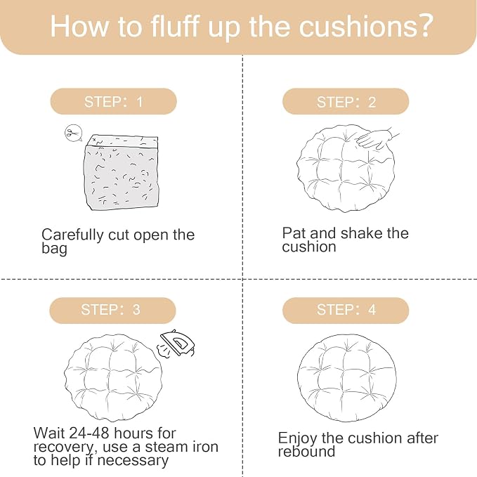 idee-home Papasan Chair Cushion, Circle Papasan Chair Cushion(Cushion Only) | Papasan Cushion with Thick Corduroy Cover, 48 x 48 Inch Cushion for Egg Chair, Dark Grey