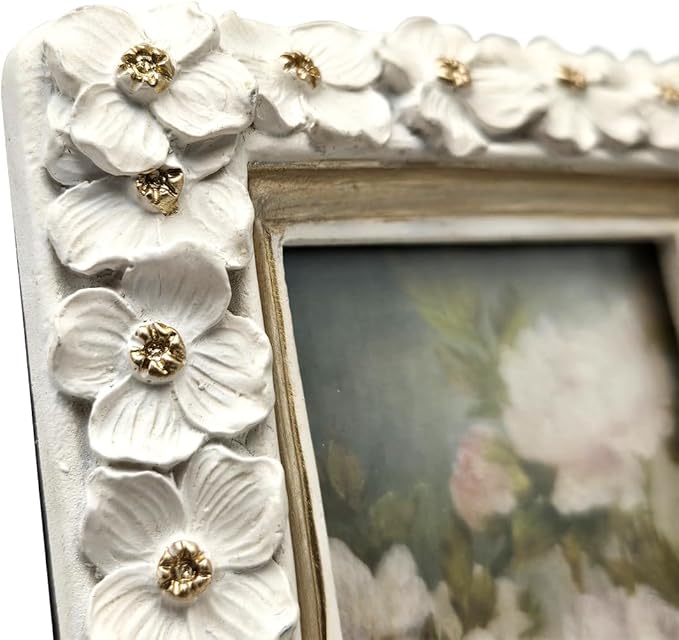 SYLVIA'S SHOP 3x3 Small Vintage Picture Frame, Mini Antique White Ornate Square Photo Frame, for Tabletop and Wall Display, Decorative Floral Design Retro Home Decor, Photo Gallery Art