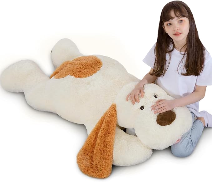 MorisMos Giant Dog Stuffed Animals, 51inch Large Stuffed Dog Plush Soft Big Puppy Pillow Gifts Kids, Girls, Boys, White