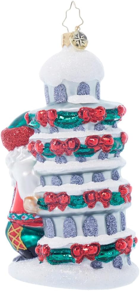 Christopher Radko Hand-Crafted European Glass Christmas Tree Decorative Ornament, Santa's Pisa Pose