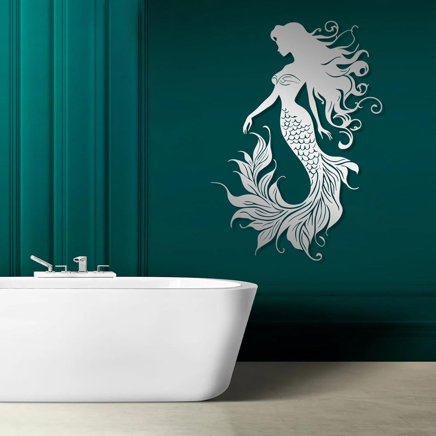 Veplsur Mermaid Metal Wall Art, Metal Mermaid Wall Decor, Marine Biology Wall Decor, Ocean Wall Art, Nautical Wall Hanging, Beach Hanging for Bathroom Bedroom (Black, 41"x29"|105x75cm)