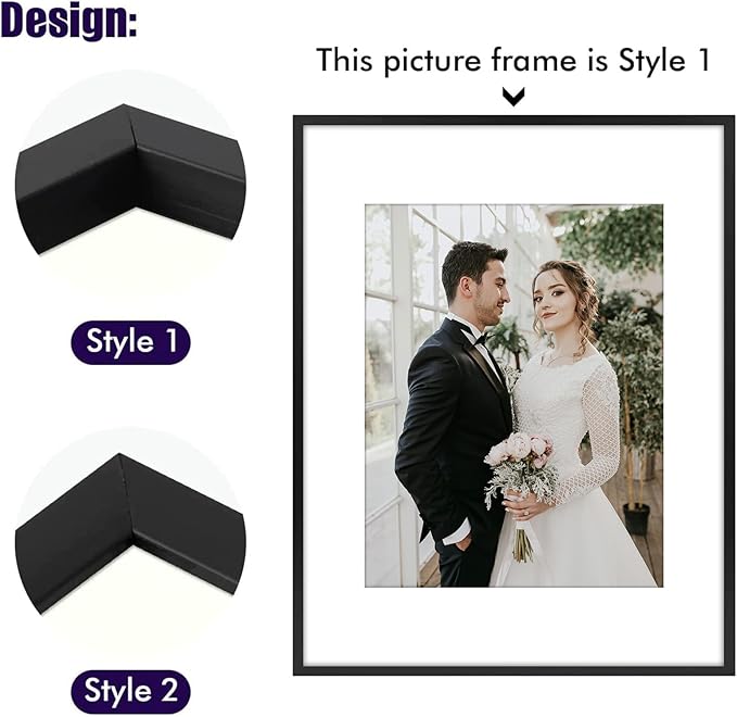 Golden State Art, Picture Frame Set 7 Pack, Gallery Wall Frame with One 11x14, Two 8x10, and Four 5x7. Aluminum Photos Frame for Wall or Tabletop Display (Style 1, Black, 7 Pack)