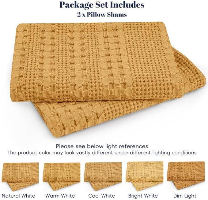 PHF 100% Cotton Waffle Pillow Shams Queen Size, 2 Pack 20" x 30" Soft Skin-Friendly Pillowcases, No Filling, Aesthetic Woven and Breathable Waffle Weave Pillow Case Covers for Bed, Pumpkin Orange
