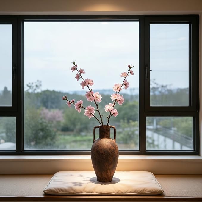 Tall Terracotta Vase,Distressed Terracotta Flower Vase with Handles for Living Room Bedroom Hotel Office Decor 20.08 in(51cm)
