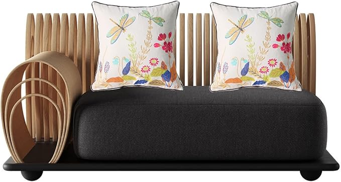 Set of 2 Embroidered Decorative Throw Pillow Covers Couch Square Pillowcases Cushion for Bedroom Sofa Farmhouse Decor 18x18 Inch (Dragonfly)