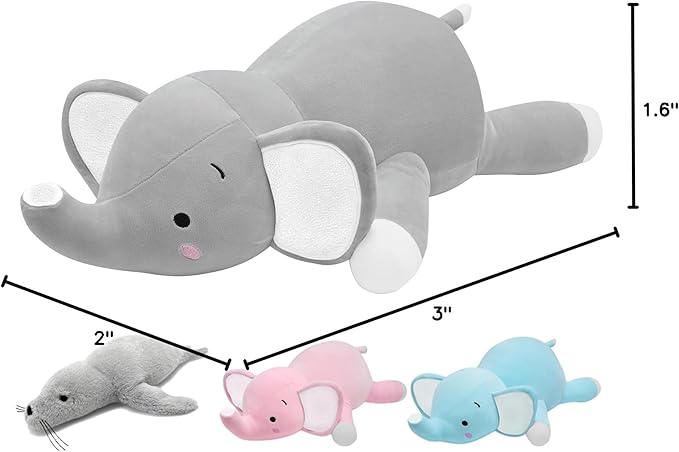 CSVBTRF Weighted Stuffed Animals, 4.2 lbs 23" Elephant Plush Hugging Pillow for Gift, Grey Elephant Stuffed Animals