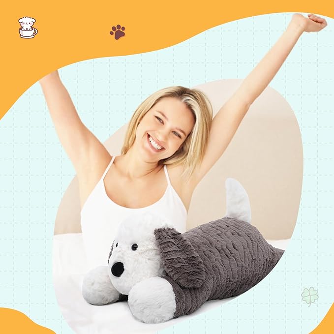 MorisMos 24inch 4Lbs Weighted Microwavable Stuffed Animal, Large Weighted Stuffed Dog Plush, Heatable Unscented Dog Throw Pillow