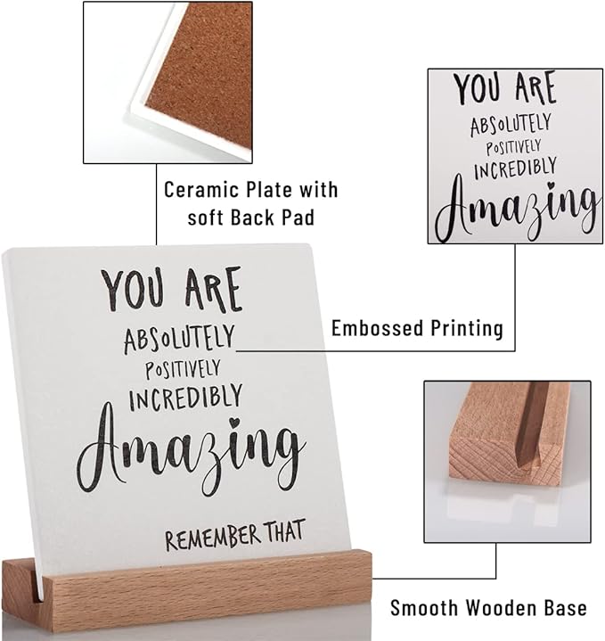 Inspirational Quotes Gifts for Women Friend Coworker Graduate Teen Girl Boy Valentines Day Birthday, Encouragement Decor Signs Cheer Up Hard Time Gifts for Her Him, You are Amazing Motivational Desk Plaque for Office Home