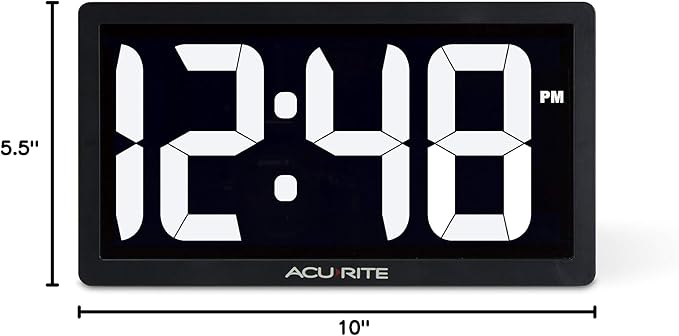 AcuRite 75114M 10-inch LED Digital Clock with Auto Dimming Brightness, White