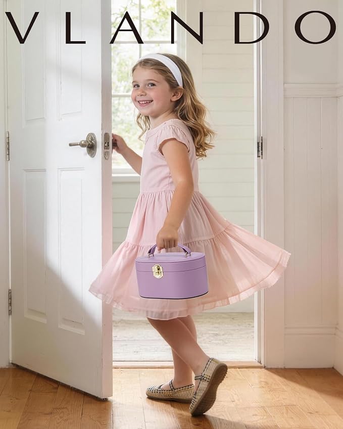 Vlando Musical Jewelry Box for Girls - Kid Music Box with Ballerina for Birthday Bedroom Decor - Birthday Gift for Girls Ages 4 5 6 7 8-12 Year Old - Purple