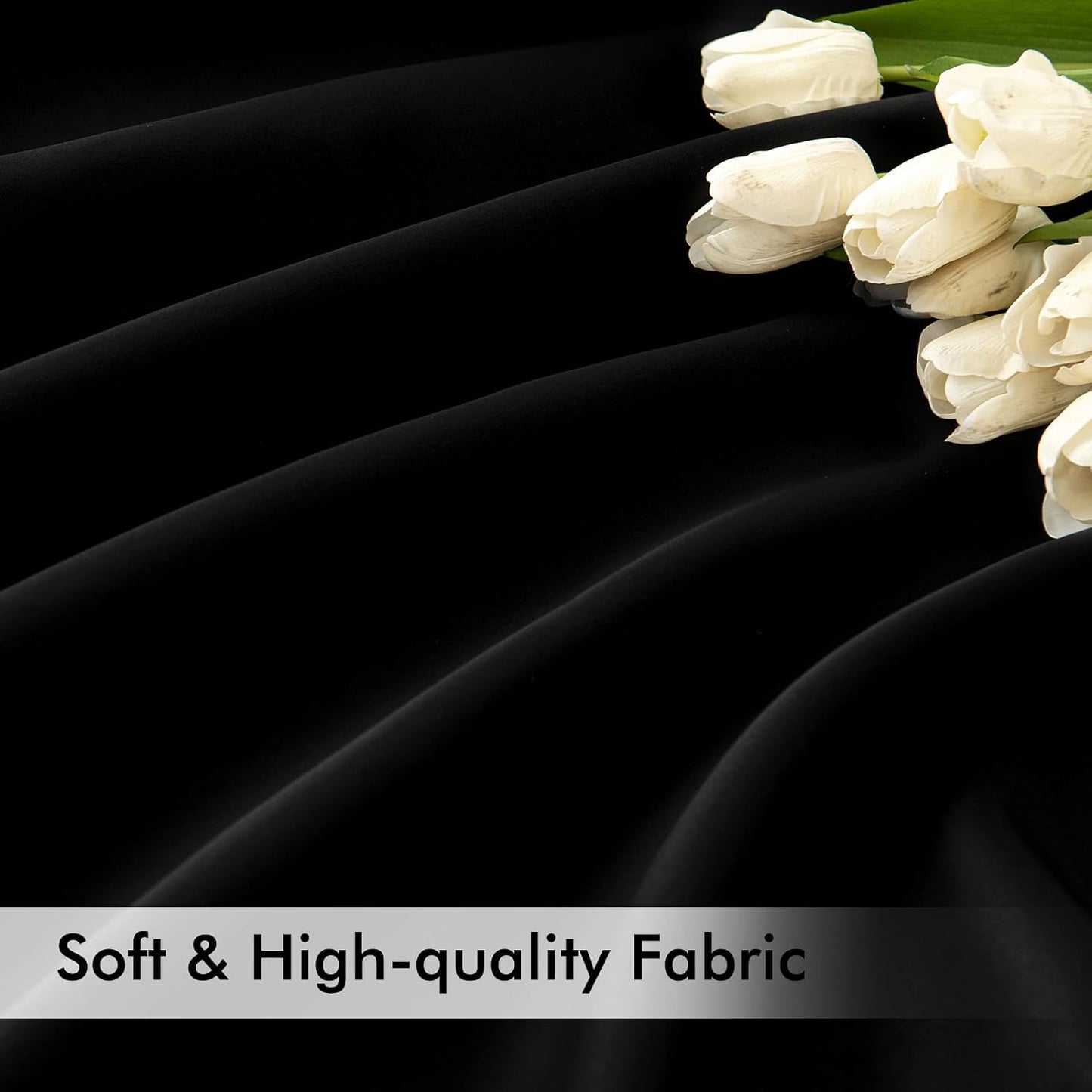 MIULEE Back Tab Blackout Curtains 120 Inch Long 2 Panels Set for Living Room Bedroom Privacy, Halloween Black Rod Pocket/Pinch Pleated Extra Long Thermal Insulated Room Darkening Light Blocking Drapes