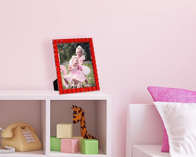 Isaac Jacobs Decorative Sparkling Red Jewel Picture Frame, Photo Display & Home Décor (8x10, Red)