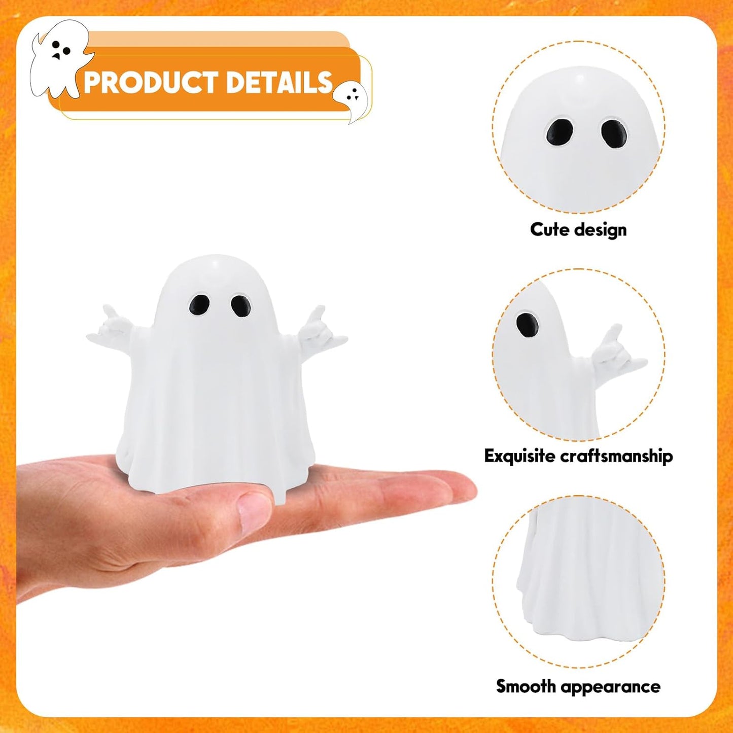 Halloween Ghost Figurine, Rock Spooky Resin Statue, Cute Decor for Halloween Decorations Indoor, Funny Porch and Indoor Spooky Home Decor Gifts