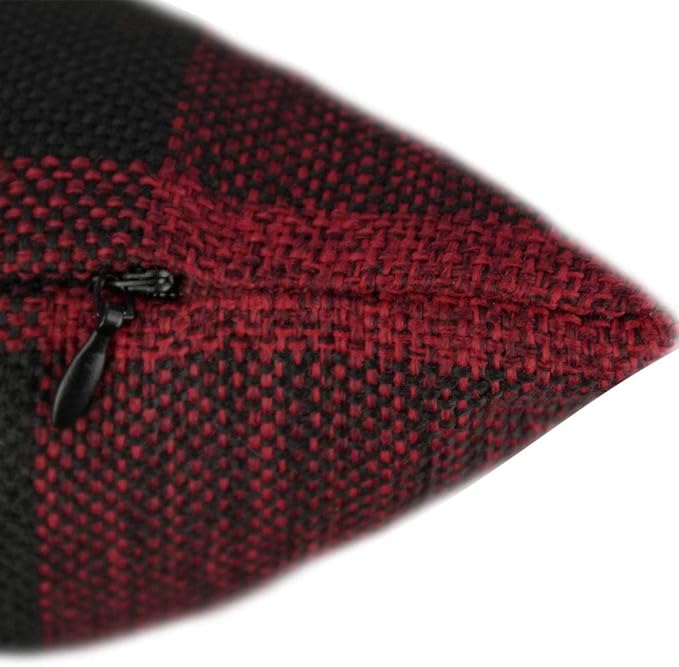 VAKADO Red and Black Christmas Buffalo Plaid Throw Pillow Covers Rustic Retro Check Cushion Cases Home Decor Farmhouse Decorative for Couch Bed Sofa 18x18 Set of 2
