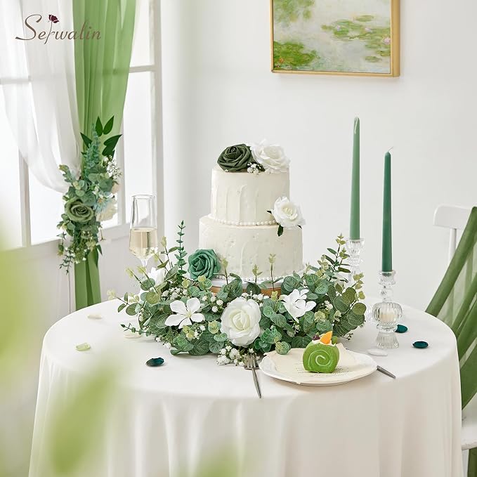 Serwalin 25 Pcs Mixed Artificial Eucalyptus Stems,Babys Breath Artificial Flowers Bulk with Faux Eucalyptus Leaves Greenery Stems for Wedding DIY Bouquets Floral Arrangement Home Decor