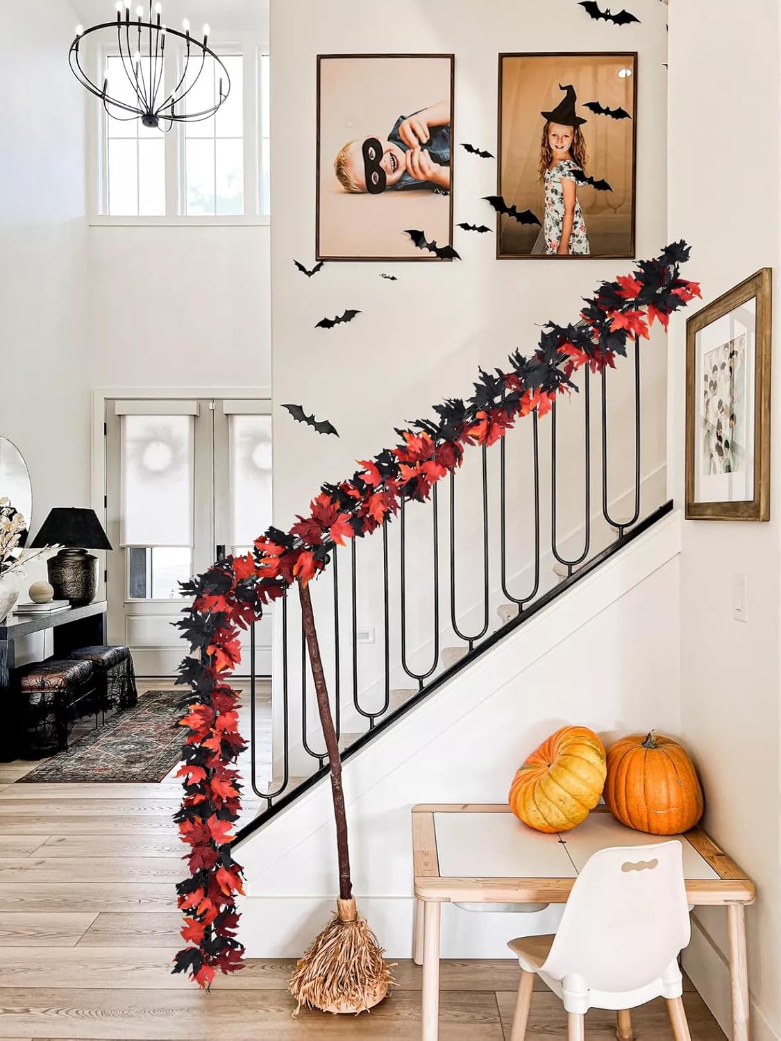 Lvydec 2 Pack Halloween Fall Maple Garland - 5.9ft/Piece Artificial Hanging Fall Leave Vines Garland Autumn Decor for Thanksgiving Home Wedding Party