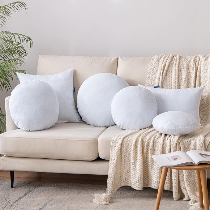 MIULEE 16 Inch Round Pillow Insert, Floor Pillow Memory Foam Circular Cushion Decorative Throw Pillow Stuffer Lumbar Sham Forms for Couch Bed Sofa Meditation