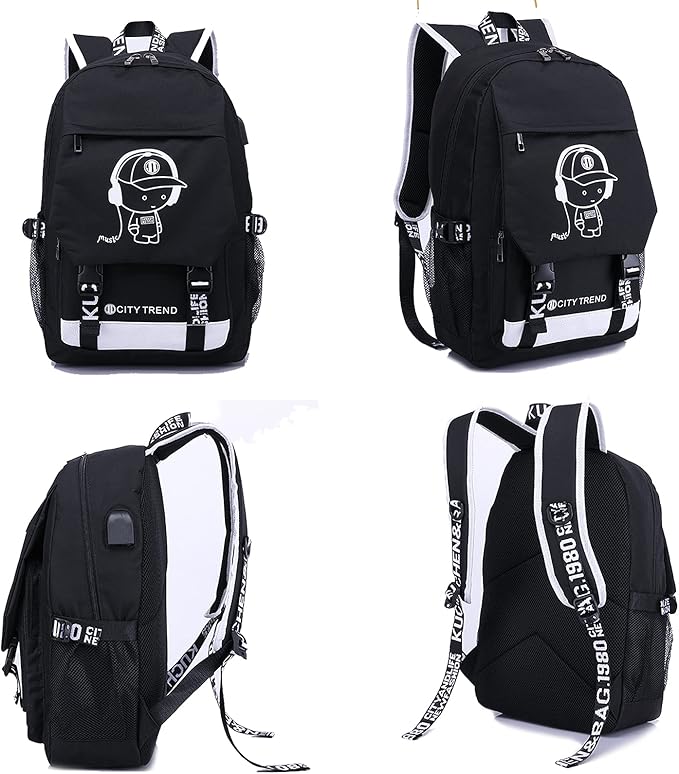 Asge Large Teens School Backpacks Waterproof Nylon Football Printing for 8-15 Years Boys & Girls