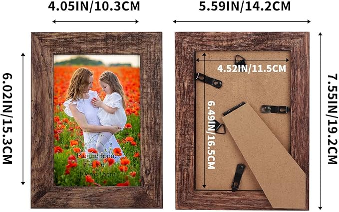 PETAFLOP 5x7 Picture Frame Set of 7, Rustic Frames Display 5 by 7 Inch Photo for Wall or Tabletop