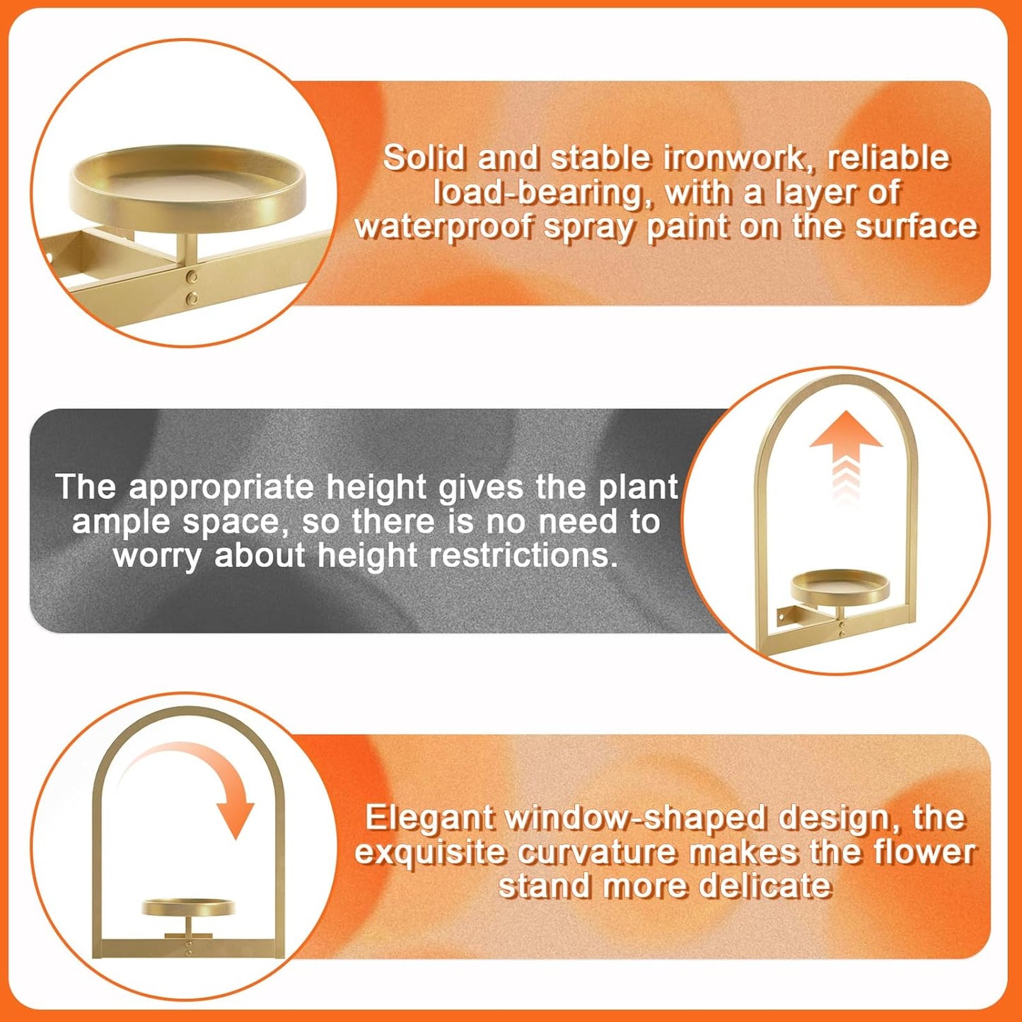 Wall Plant Holder, Wall Planter for Indoor Plants, Window Plant shelves for Multiple Plants Indoor Outdoor, Framed Plant Holder for Home Decor (3 Pack)