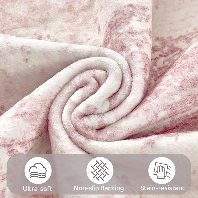 UERMEI 6x9 Area Rug Living Room Rugs - Washable Neutral Modern Abstract Soft Thin Large Rug Indoor Floor No Slip Rug Carpet for Bedroom Under Dining Table Home Office Decor - Pink