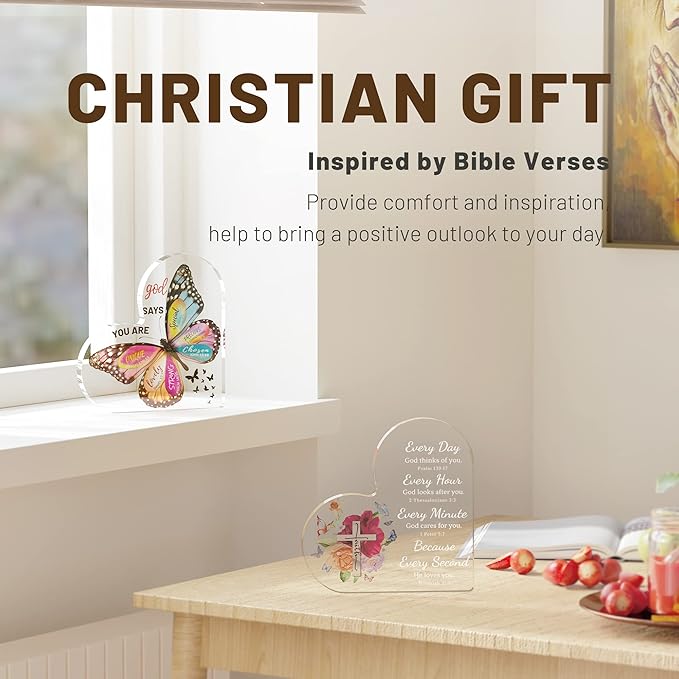 Christian Gifts for Women Birthday, Inspirational Gifts for Women Friends, Acrylic Bible Verse Decor, Valentines Religious Gifts for Mom, Sister, Scripture Dorm Room Decoration