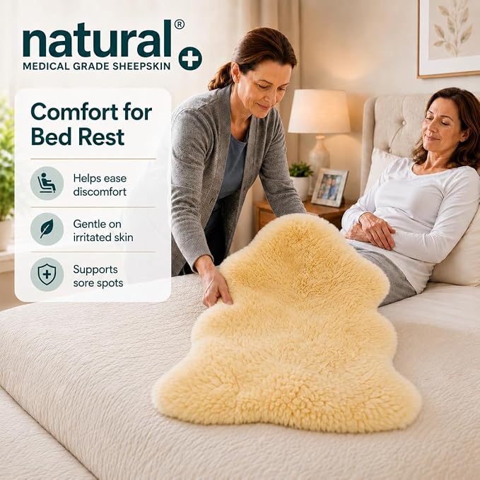 Natural Sheepskin for Bed Sores and Skin Irritation | Hastings 100% Real Medical Sheepskins with Non-Slip Back for Pain Relief and Discomfort, Wool Seat Pad, Natural, 2 ft x 3 ft.