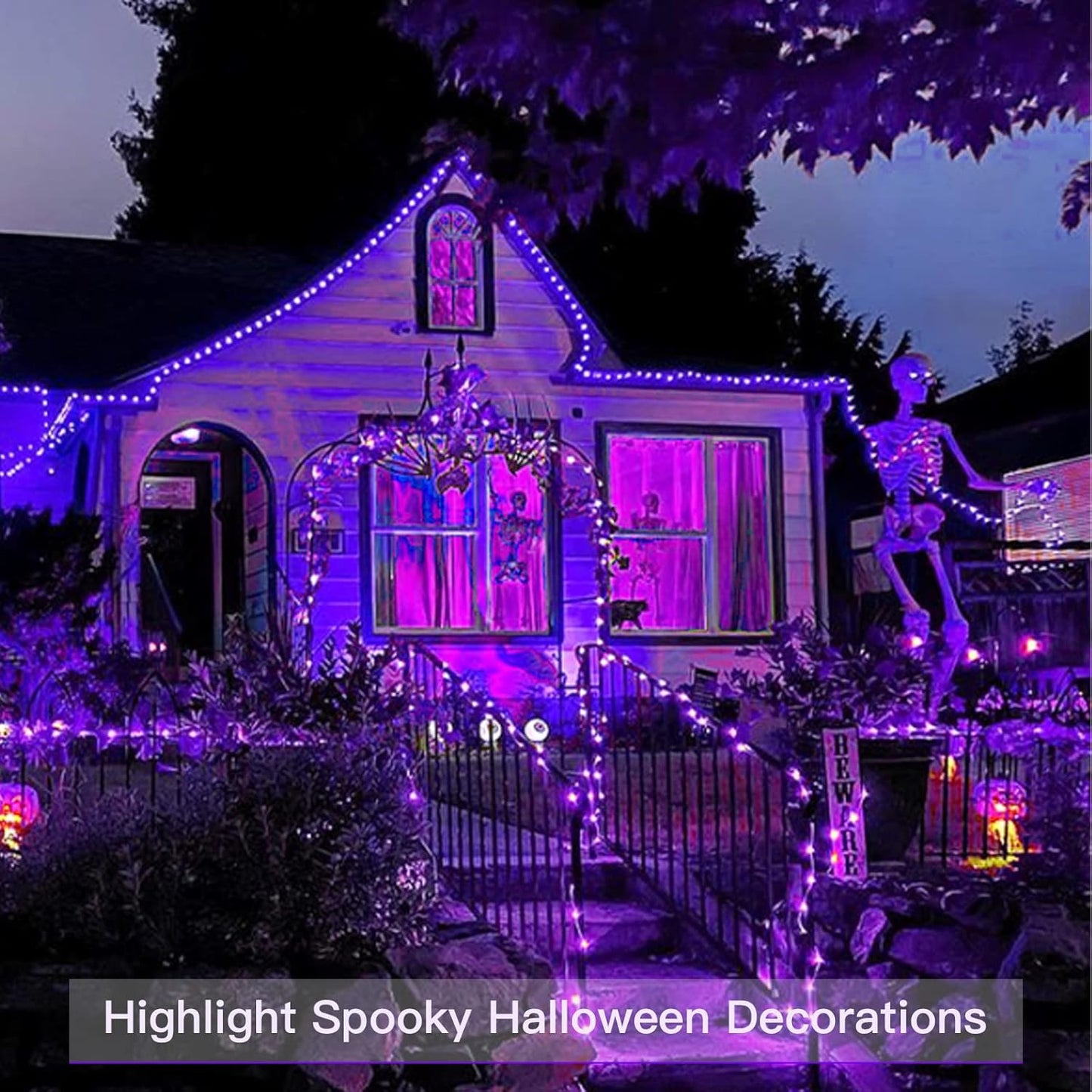 suddus Hallowee Fairy Lights Battery Operated, 33ft 100 LED Fairy Lights with Remote, Purple String Lights for Outside, Porch, Home, Backyard, Window, Yard, Garland, Party Decorations