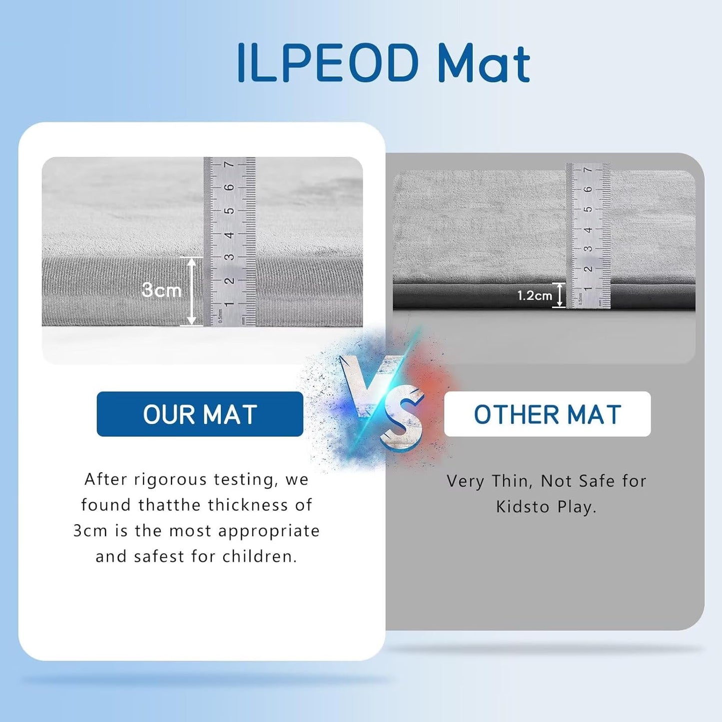 Baby Play Mat for Floor Tummy Time Nursery Rug Muscle Mat Area Playroom Rug 4'11x3'28" Memory Foam 1.3" Thick Crawling for Babies,Toddlers, Infants, Kids(Light Gray)