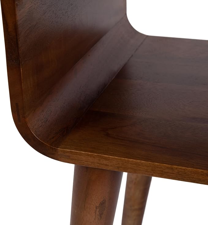Kate and Laurel Quilby Mid-Century Living Room Side Table with Storage, 18 x 14 x 27, Walnut Brown, Wooden Bedroom Nightstand with Tapered Legs and Bedside Table Storage