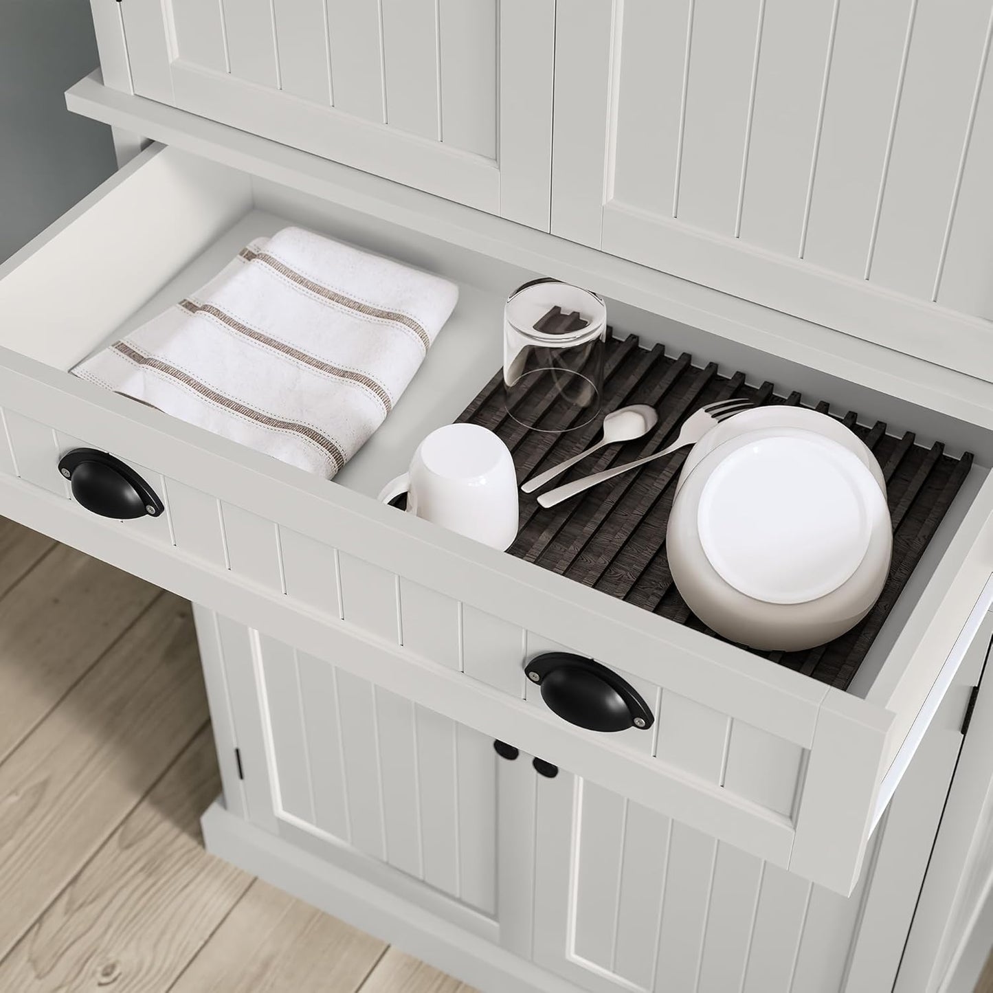 ARTPOWER 72" Tall Kitchen Pantry Storage Cabinet with Drawer and Adjustable Shelves, Pantry Cabinet for Kitchen, Bathroom or Hallway, White