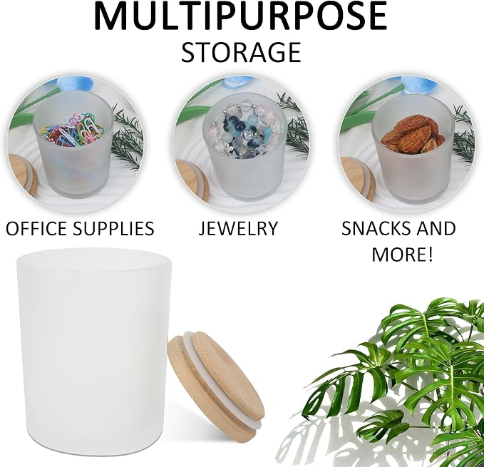 MILIVIXAY 12 Pack 7 OZ Frosted White Thick Glass Candle Jars with Lids - Bulk Empty Candle Jar for Making Candles - Spice, Powder Containers.