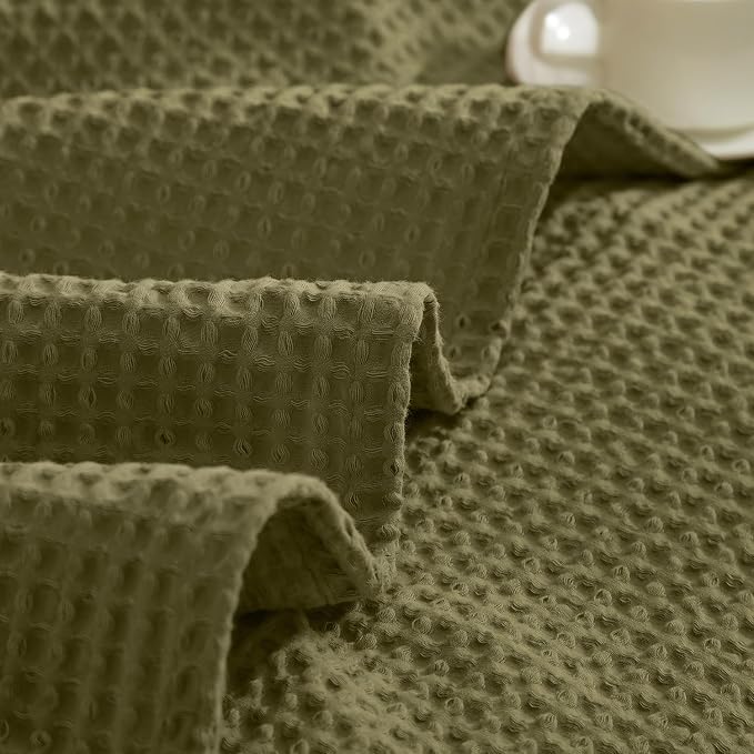 PHF Pre-Washed Cotton Waffle Weave Blanket Twin Size for Bed, Snag Proof Throw Blanket for Couch Spring Summer Lightweight Breathable, Oeko-TEX Certified, Machine Washable, Home Decor Gift - Dark Oil