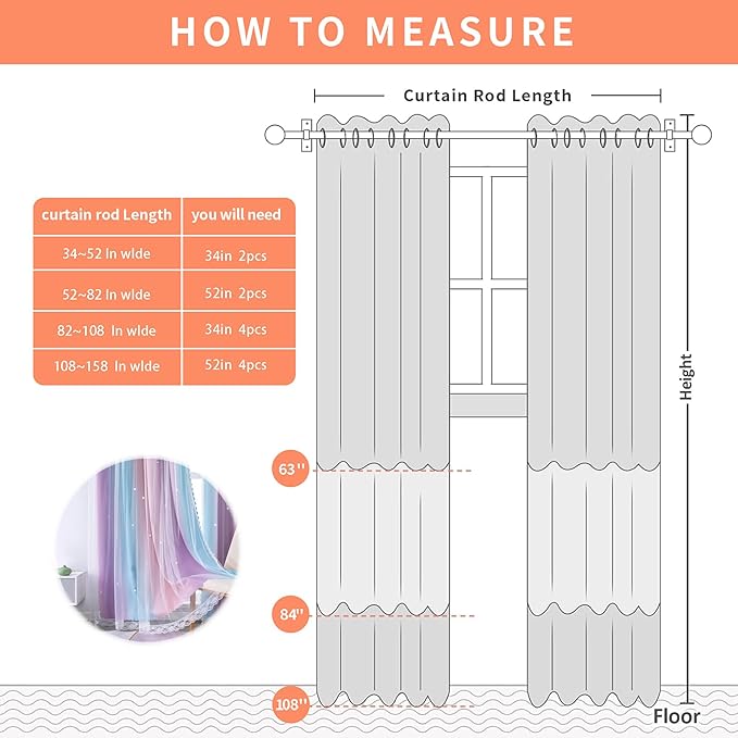 XiDi Girls Blackout Curtains 102 Inches Long for Bedroom, Room Darkening Grommet Window Ombre Curtains 2 Panel Sets, Kids Unicorn Princess Theme Decor Colorful Rainbow Design Pink Purple 42WX102L