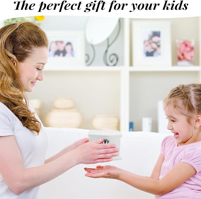 Small White Wooden Ballerina Musical Jewelry Box with Mirror and Lock for Girls,Kid's Jewelry Storage Music Box, Gift for Christmas,New Year, Birthday