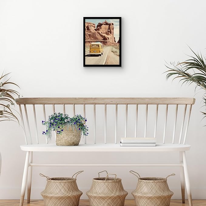 Americanflat 8x11 Picture Frame with Shatter-Resistant Glass - Streamline Collection - Thin Border Photo Frame for Tabletop and Wall Display - Hanging Hardware and Easel Stand Included - Black