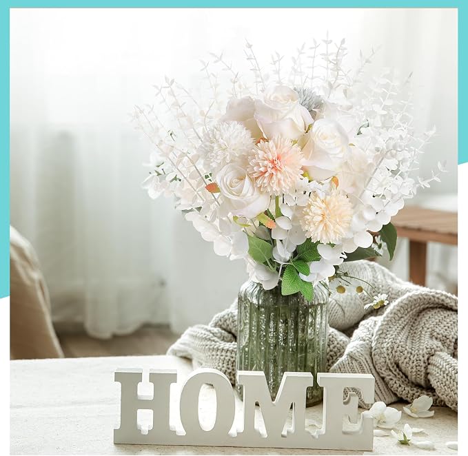 Canlierr 50 Pcs Eucalyptus Stems Faux Greenery Artificial Eucalyptus Leaves Decor Greenery Stems Branch for Wedding Centerpiece Flower Bouquet Farmhouse Home (White)