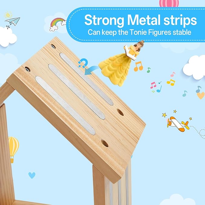 for Tonies Shelf, Compatible with Toniesbox 1 and Toniesbox 2 Tonies Magentic Wall Shelf for Creative Tonies Figures 12-40 Characters Wooden Tonie Storage Shelves for Kids Play Room(House Shape)