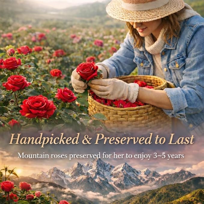 Forever Love Preserved Real Rose with Heart Necklace, Mothers Day Gifts for Mom, Wife, Anniversary Birthday Gifts for Women â Projects âI Love Youâ in 100 Languages