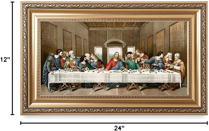 DECORARTS -The Last Supper, Leonardo da Vinci Classic Art Reproductions. Giclee Print& Museum Quality Framed Art for Wall Decor. 24x12, Framed size: 30x18