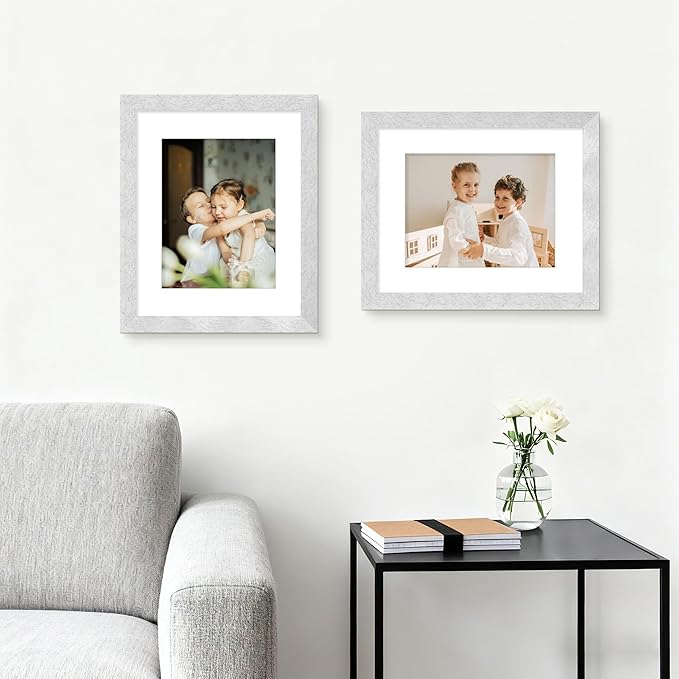 Picrit 12x16 Picture Frame Set of 12, Display 8.5x11 with Mat or 12x16 without Mat, Photo Frames for Wall Mounting Display, SILVER