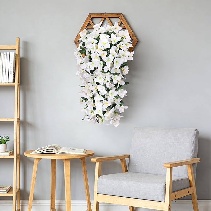 Fake Bougainvillea Artificial Flowers for Outdoors Decoration 2 pcs Faux Hanging Flowers Plants for Outdoor Planters UV Resistant Silk Bougainvillea Vines for Front Door Porch Urn Patio Garden