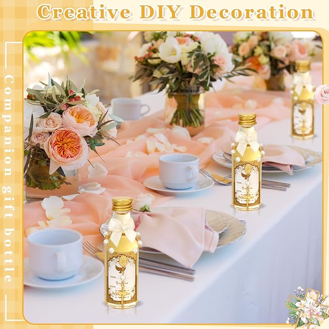 FillTouch 40 Sets Catholic Holy Water Bottle Baptism Rosary Set Baptism Favors 1.7oz Christian Water Container Empty Glass Holy Water Bottle for Easter Party Church Wedding Table Newborn (Gold)