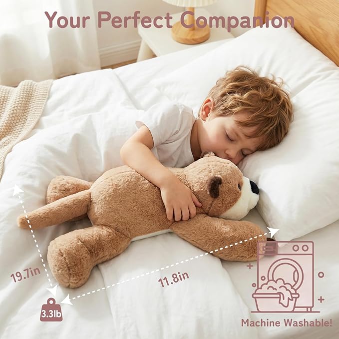 Niuniu Daddy Weighted Otter Stuffed Animal for Kids & Adults, 20 Inch 3.3lb Large Plush Toy with Soft Fur, Weighted Plushies Pillow for Sensory Calm, Huggable Gift for Everyday Comfort