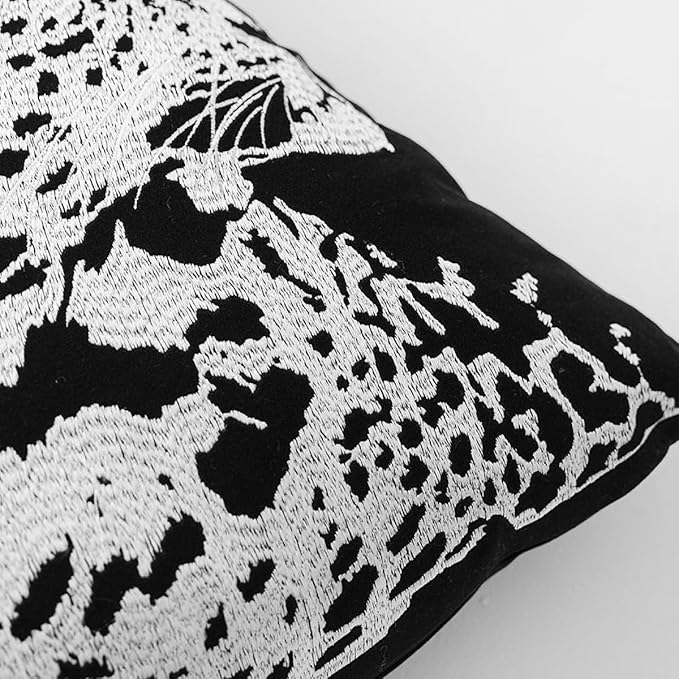 Croker Horse 20x20'' inches Throw Pillow Cushion Covers - Black Embroidery Leopard Cheetah Luxury Modern Style Couch Sofa Pillow Cover for Living Room Bedroom
