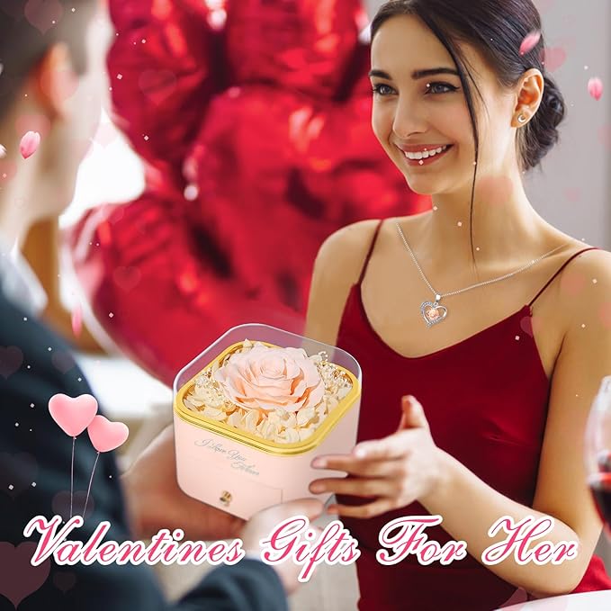 Beferr Mothers Day Forever Rose with Necklace for Mom Birthday Gifts Preserved Roses Eternal Flower for Delivery Fresh Flowers Gifts for Mother Wife Her Grandma Sister Daughter Girls Friends