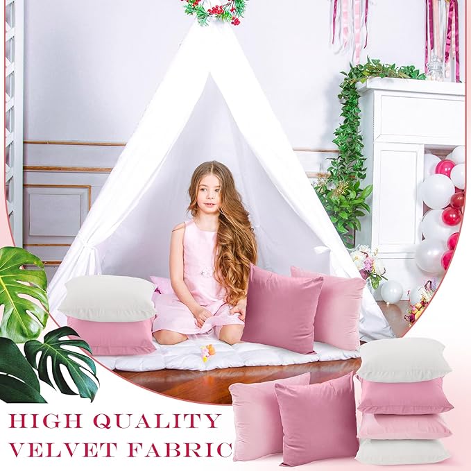Berlune 12 Pcs Velvet Throw Pillow Covers 18" x 18" Decorative Cushion Cases Soft Pillowcase for Graduation Coquette Party Accessories Couch Sofa Bed Chair Home Decor, No Inserts (Pink Series)