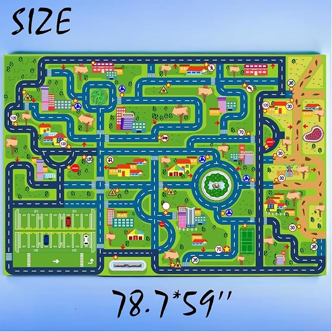 yongjoy Car Rugs for Kids Toy Cars,Kids Play Rug, Children's City Road Map Mat for Playroom Classroom (78.7X59 Inch)